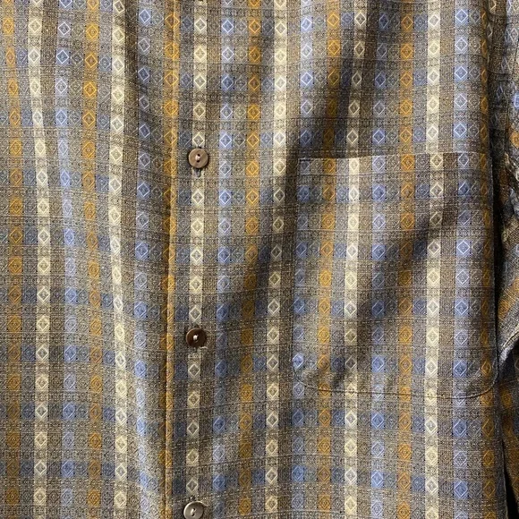 Jhane Barnes Men’s Blue Transpose Patterned Multi-Colored Button-Down Shirt - Picture 11 of 16